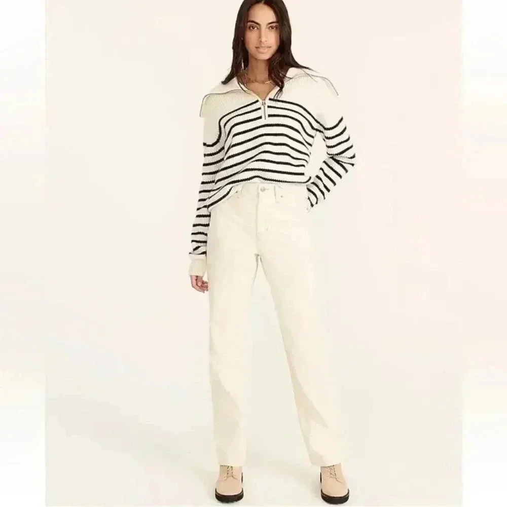 J. Crew Slouchy Boyfriend Jean in Ecru Natural 100% Cotton Size 24 NWT